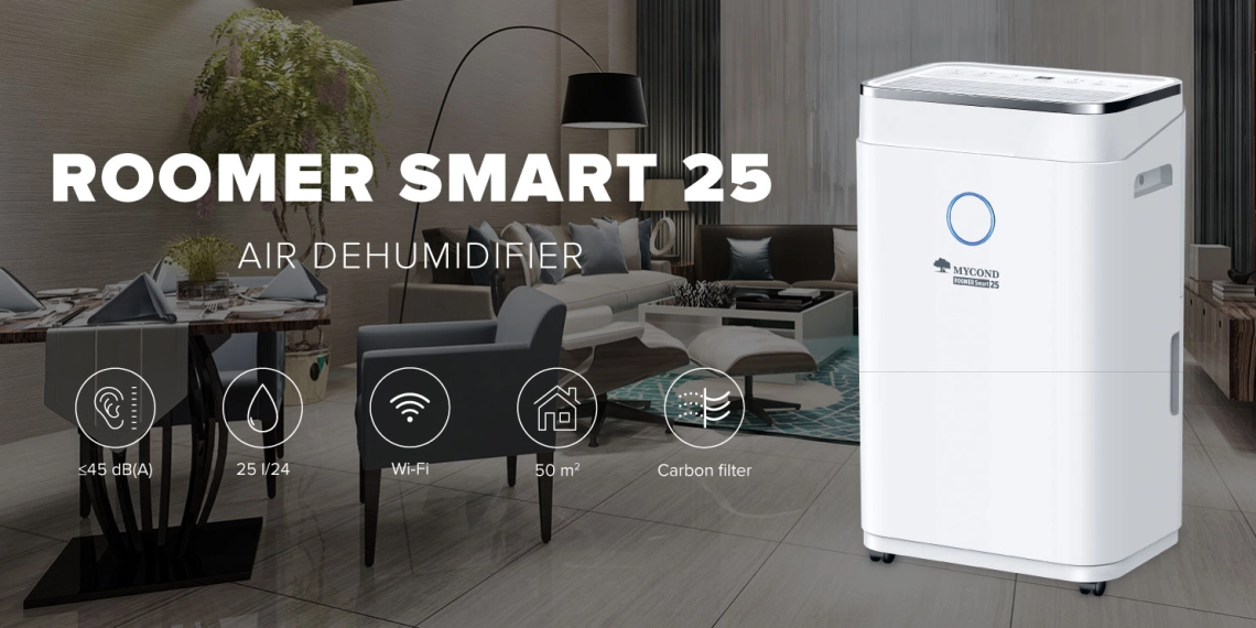 Kompaktne õhukuivati MyCond Roomer Smart 25 suurtele ruumidele.
