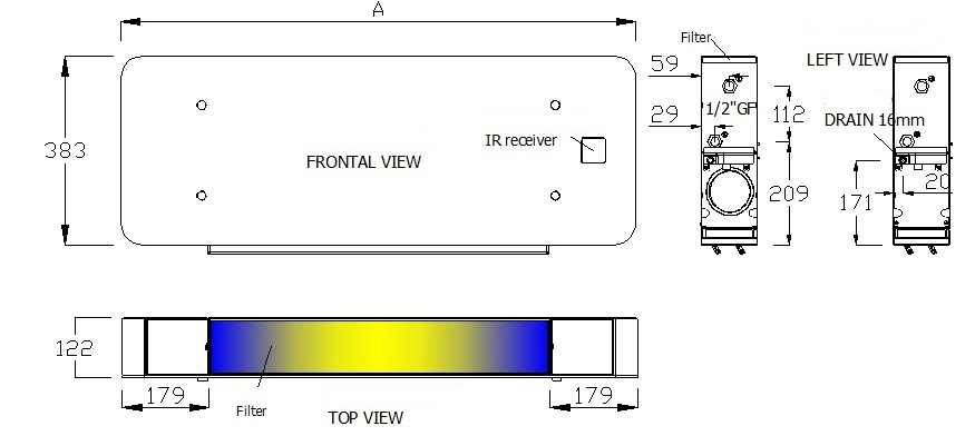 MyCond Silver Glass Wall ventilaatorite mõõtmed ja kaal.