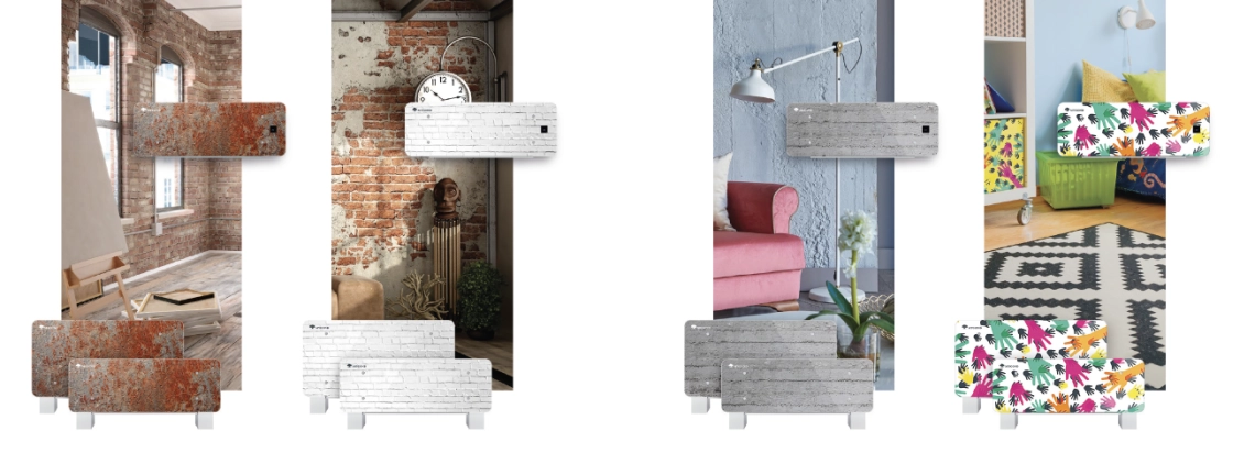 MyCond Silver Glass seeria kaasaegne põrandale paigaldatav ventilaatoriga seade.
