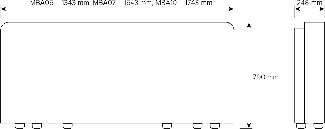 MyCond MBA-G üldised mõõtmed