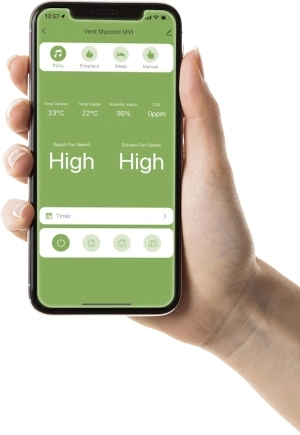 MyCond MVS***-DW mobiilirakendus ventilatsiooni juhtimiseks nutitelefoni kaudu