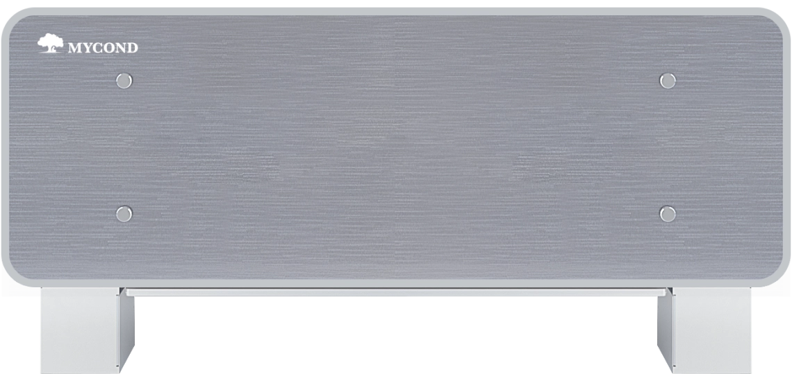 MyCond Silver Glass Low Elegantne hõbedast klaasist ventilaatoriga seade tõhusaks kliimaseadmeks.